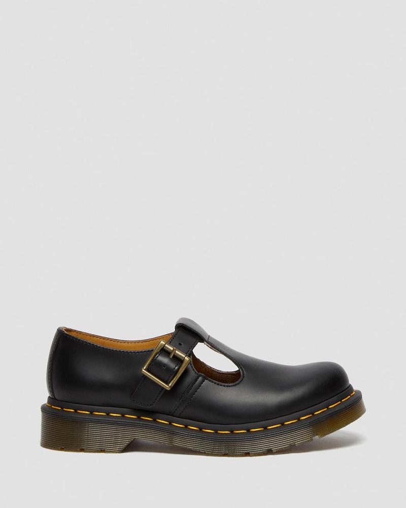 Dr Martens Polley Smooth Læder Mary Janes Mary Jane Sko Dame Sort | DK 337FDN